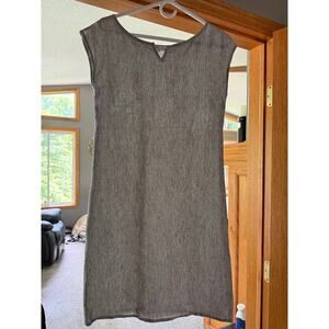 Agnes. b linen sheath dress 1 black gray heathered